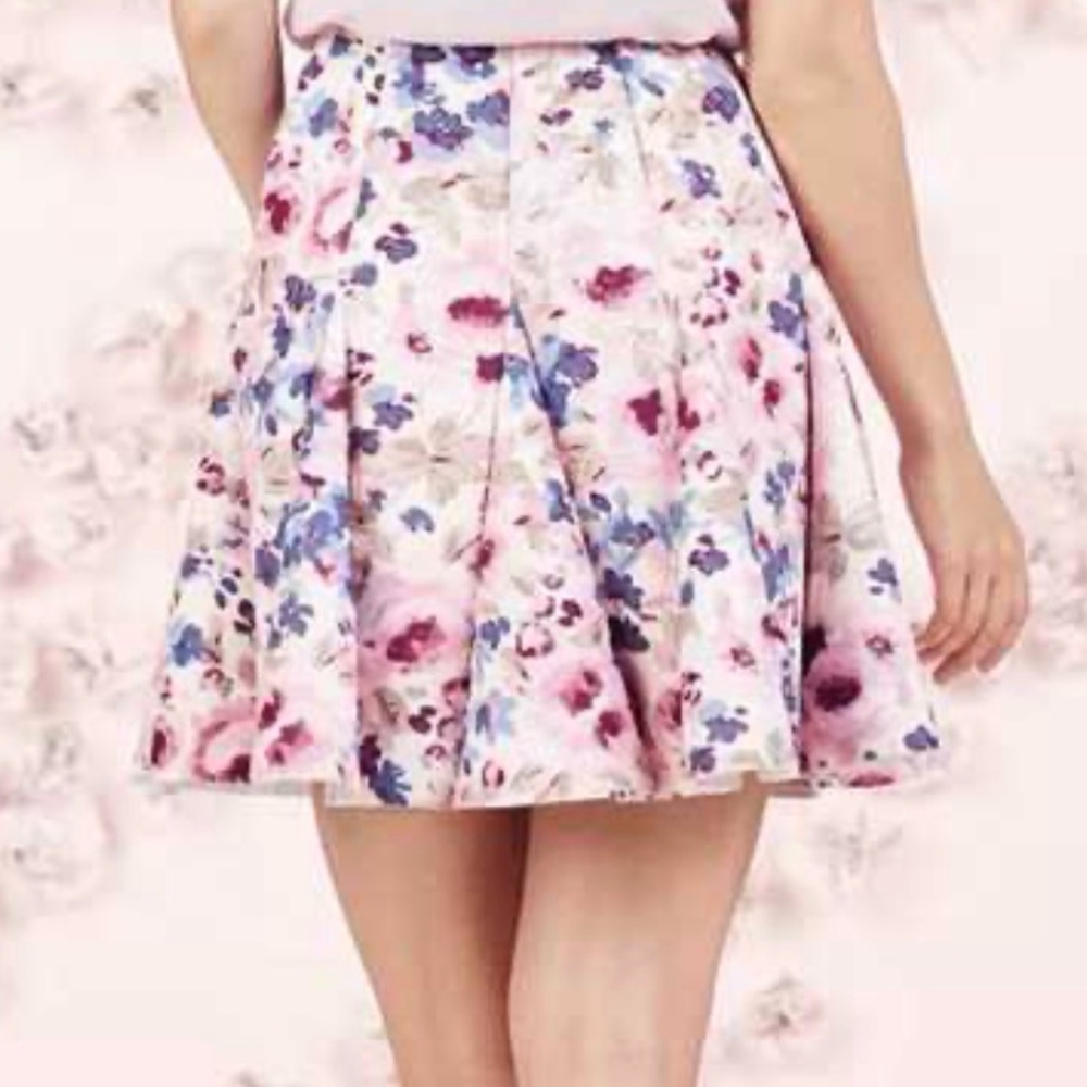 LC Lauren Conrad Runway Floral Scuba Skirt Size 14 Flared Date Night - Picture 5 of 11